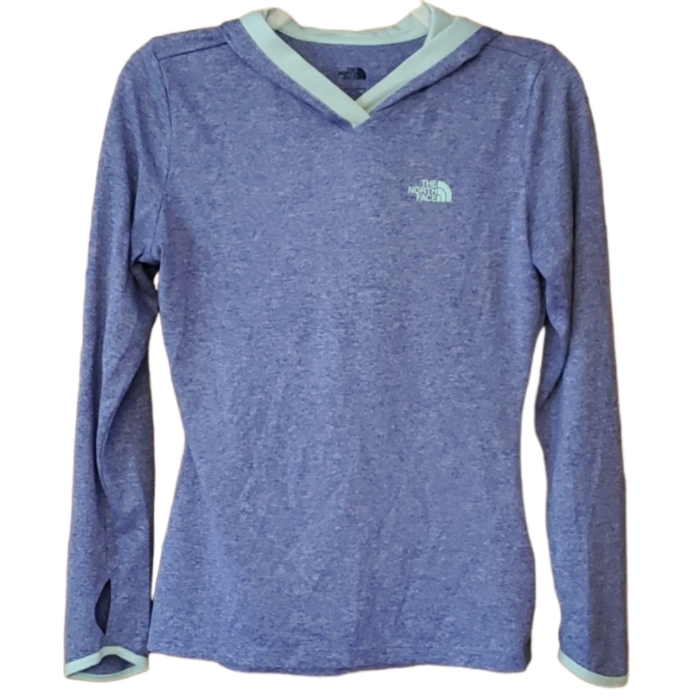 The North Face Womans Flashdry Heathered Blue and Aqua Athletic Hoodie‎ Size XS